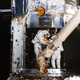 Astronauts service the Hubble Space Telescope